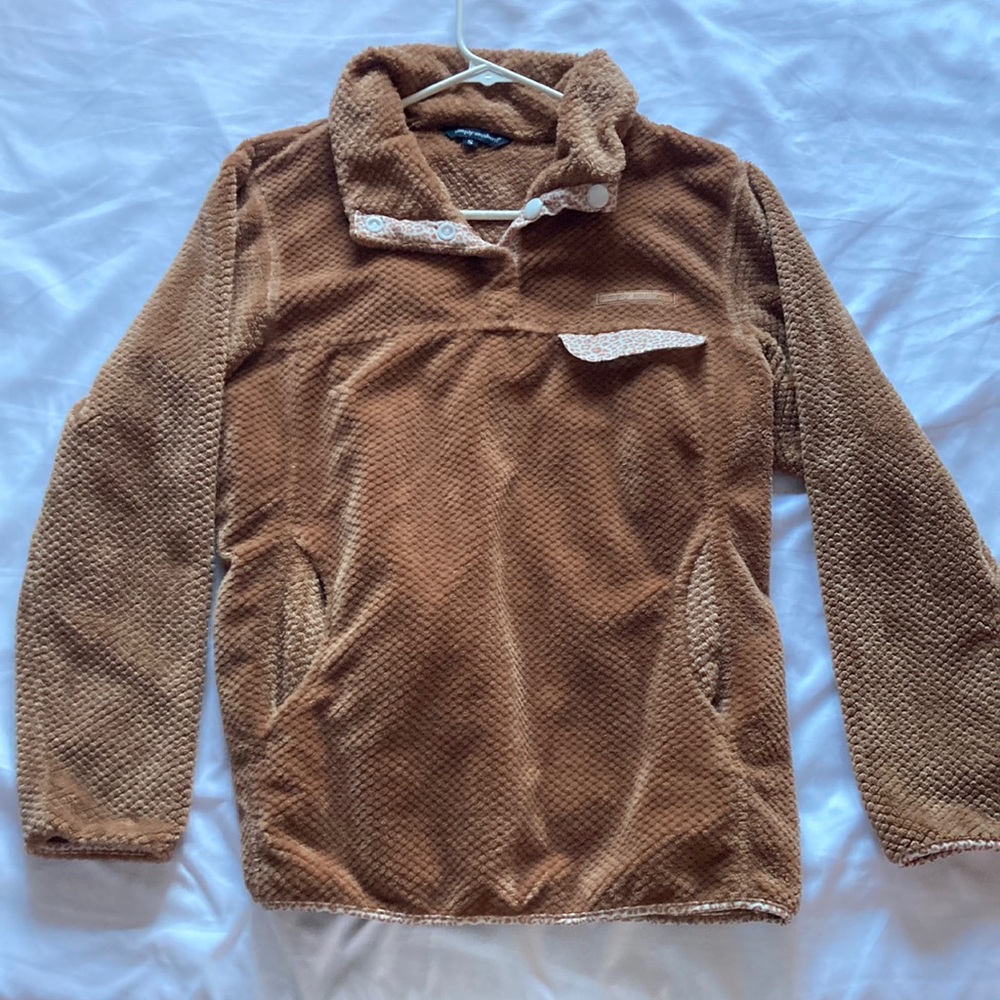 Simply Southern Brown Fleece Hoodie with High Collar